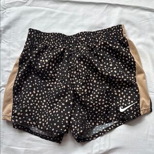 Nike Kids Youth Girls Women Black and Gold Cheetah Running Shorts